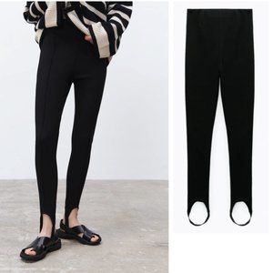 Zara pleated high waisted stirrup leggings